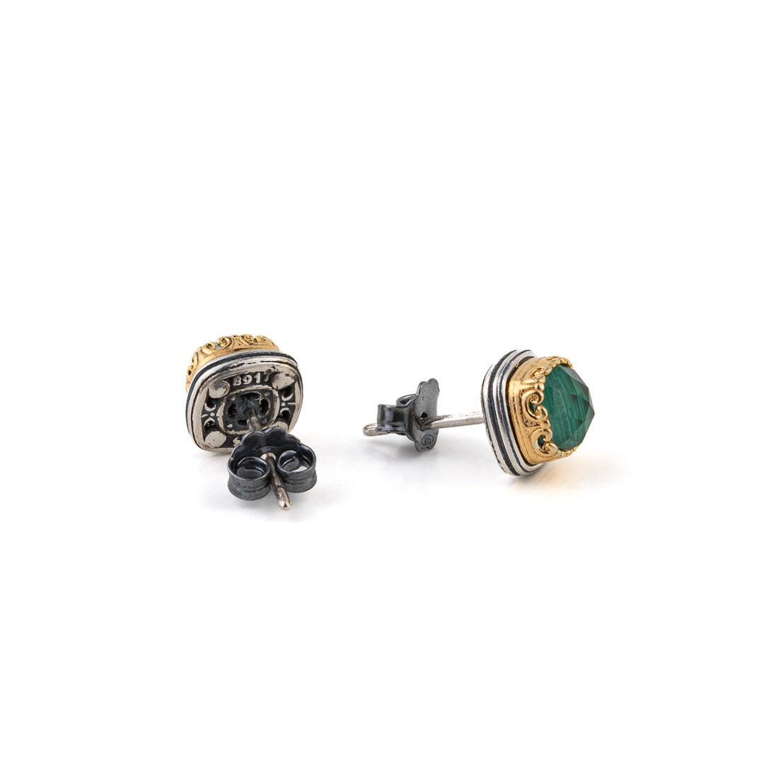 Byzantine Stud Earrings with Doublet Gemstone