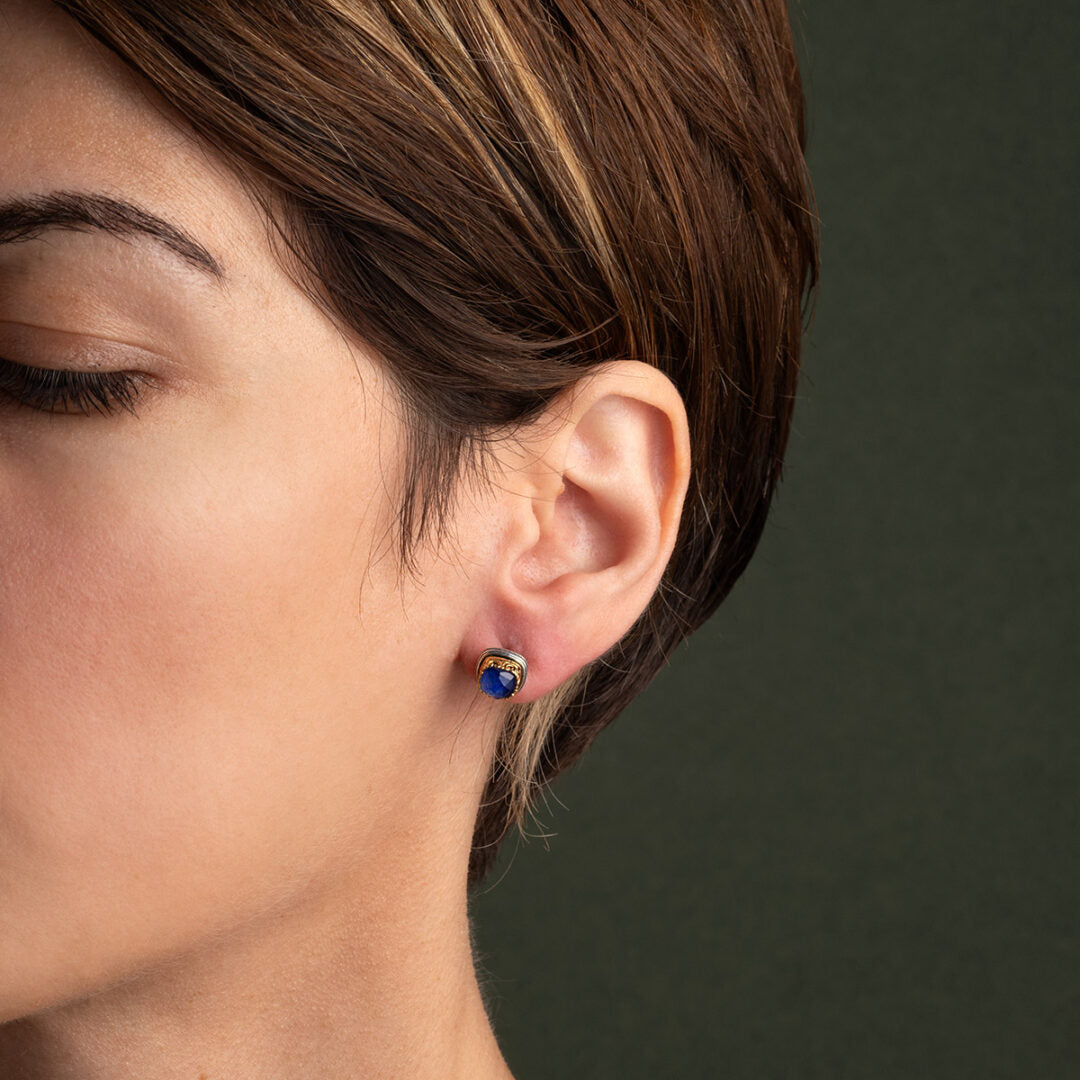 Byzantine Stud Earrings with Doublet Gemstone