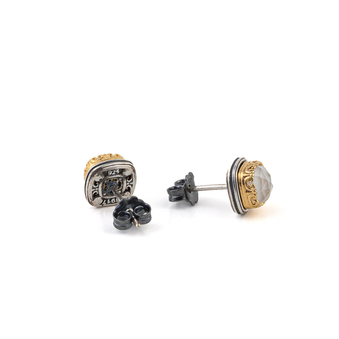 Byzantine Stud Earrings with Doublet Gemstone