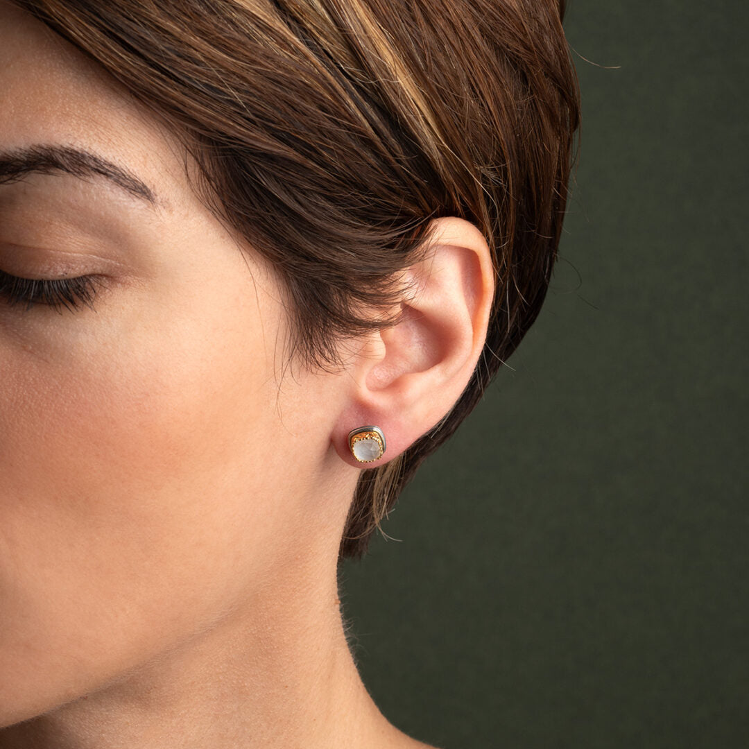 Byzantine Stud Earrings with Doublet Gemstone