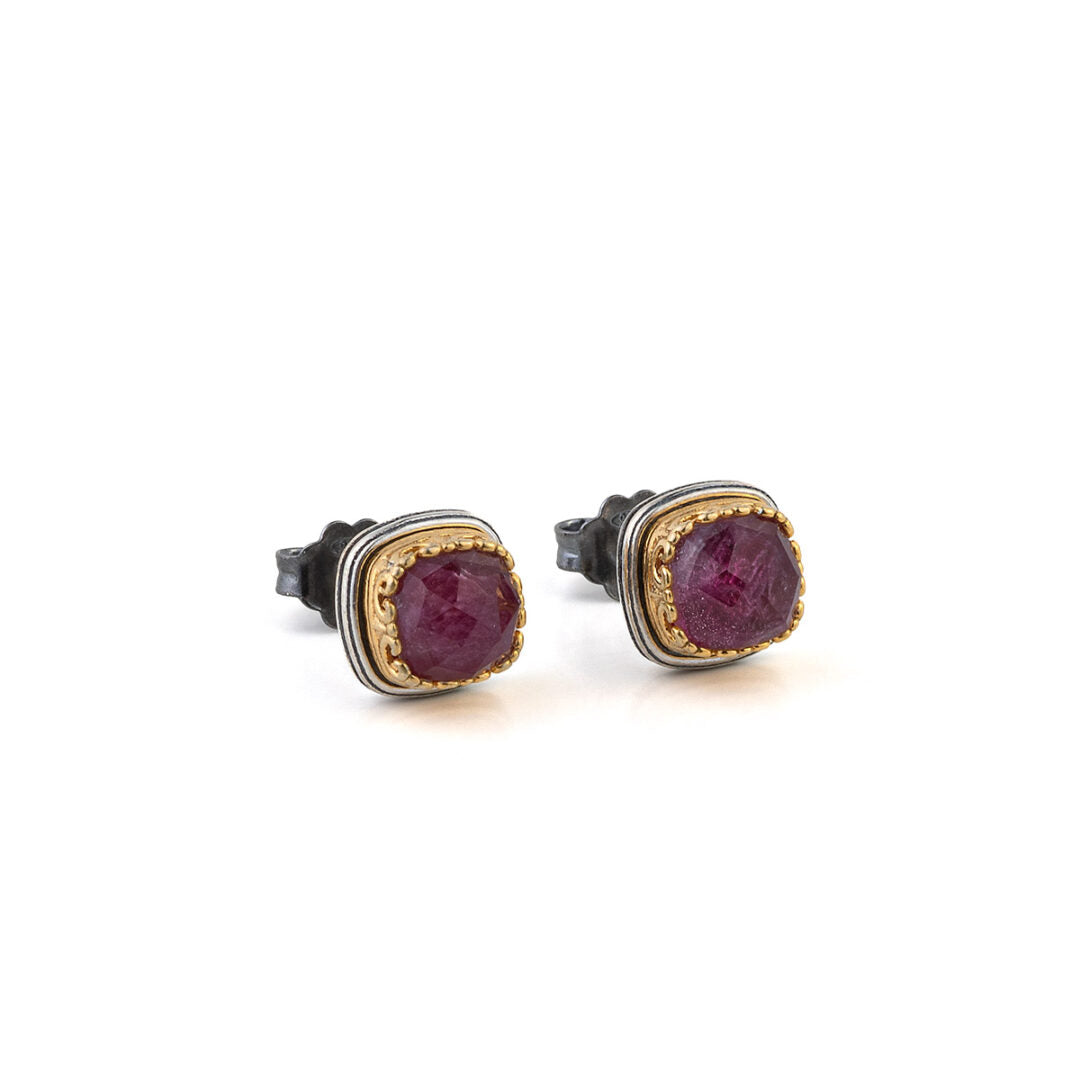 Byzantine Stud Earrings with Doublet Gemstone