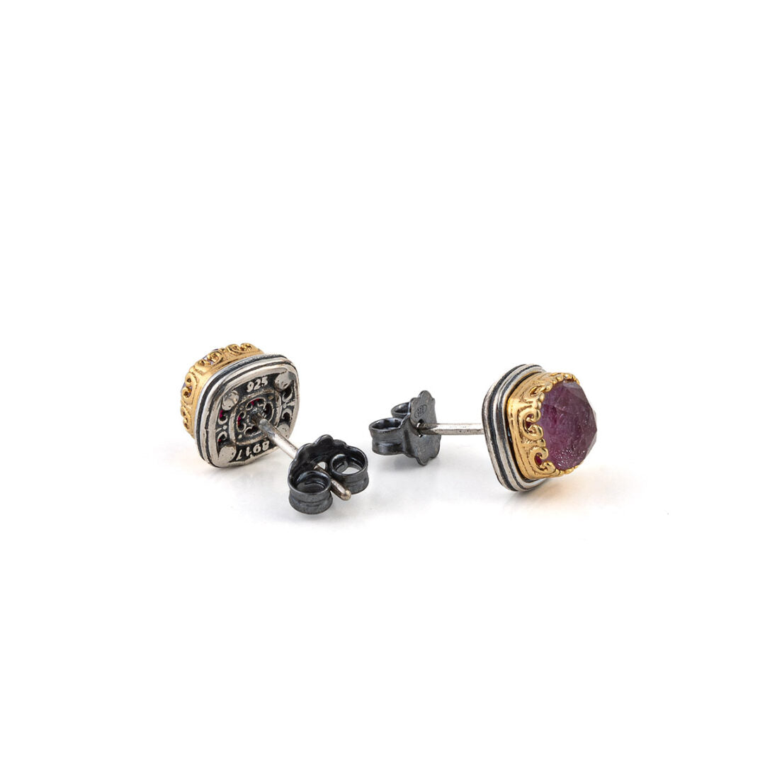 Byzantine Stud Earrings with Doublet Gemstone