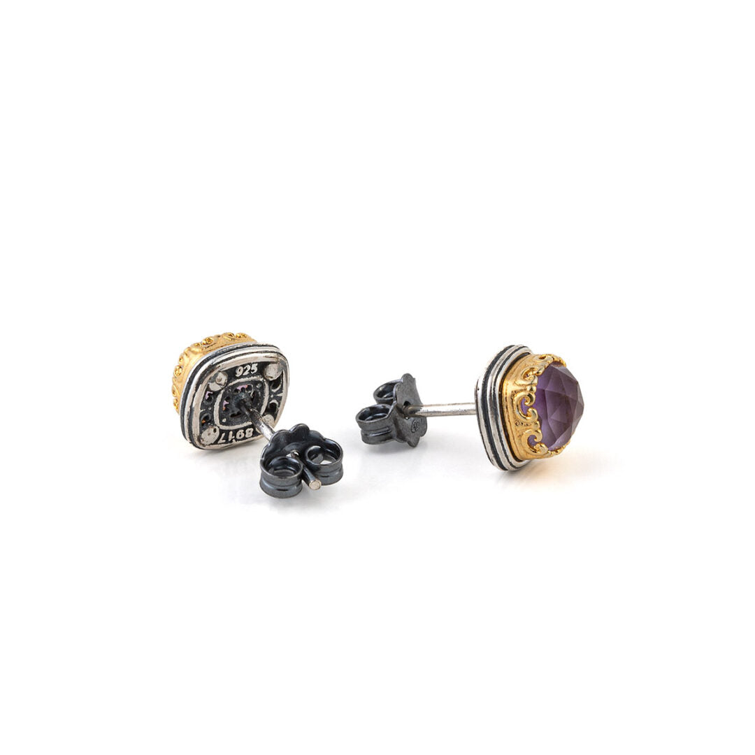 Byzantine Stud Earrings with Doublet Gemstone
