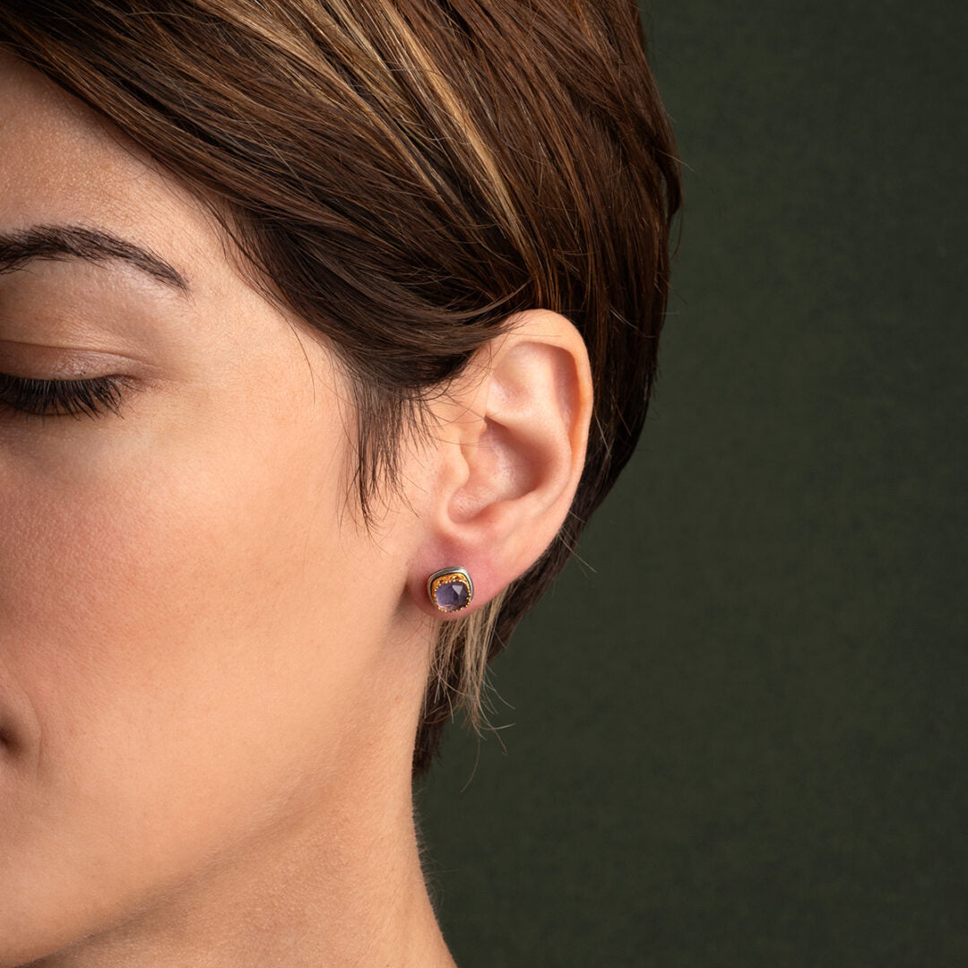 Byzantine Stud Earrings with Doublet Gemstone