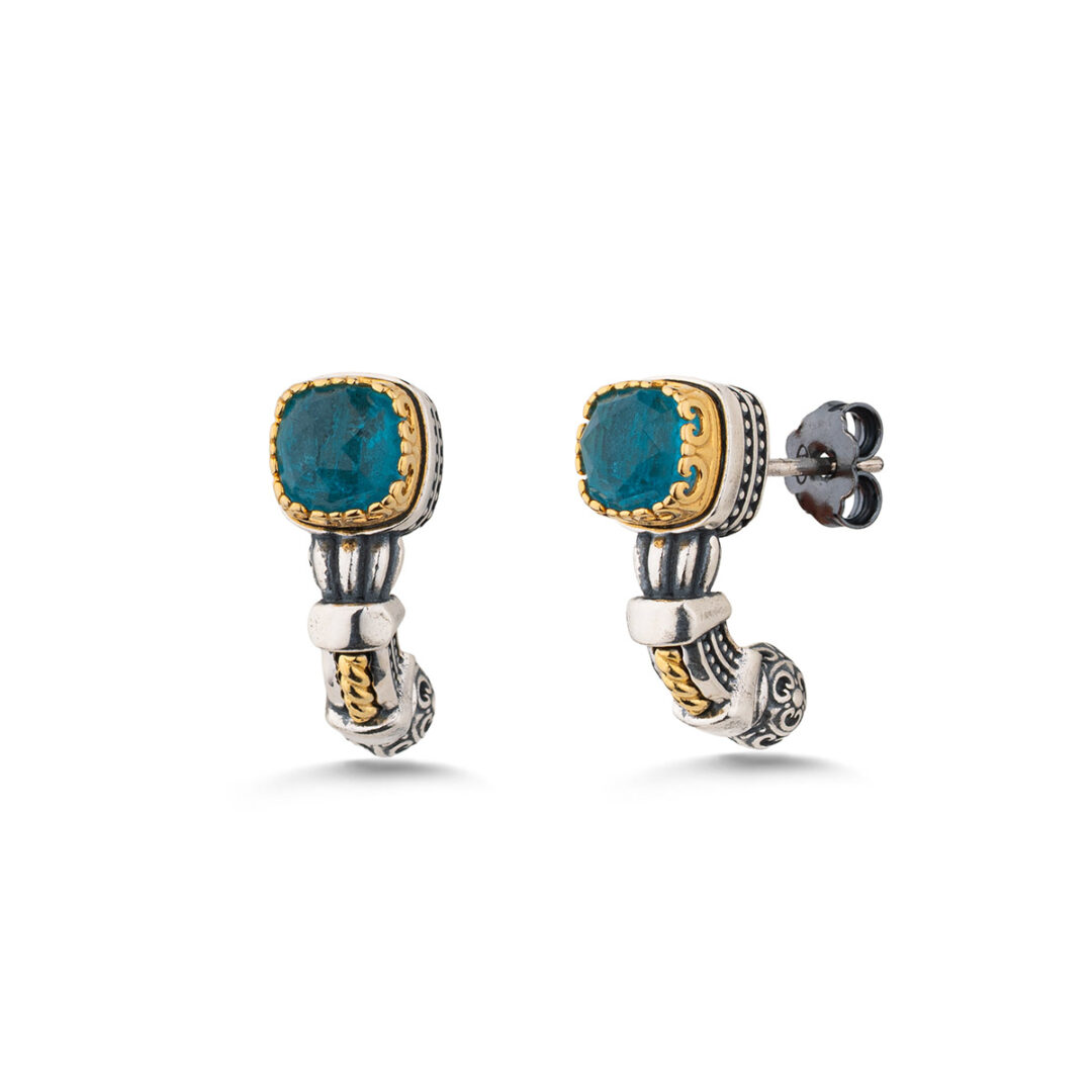 Doublet Apatite Stud Earrings – 925 Sterling Silver