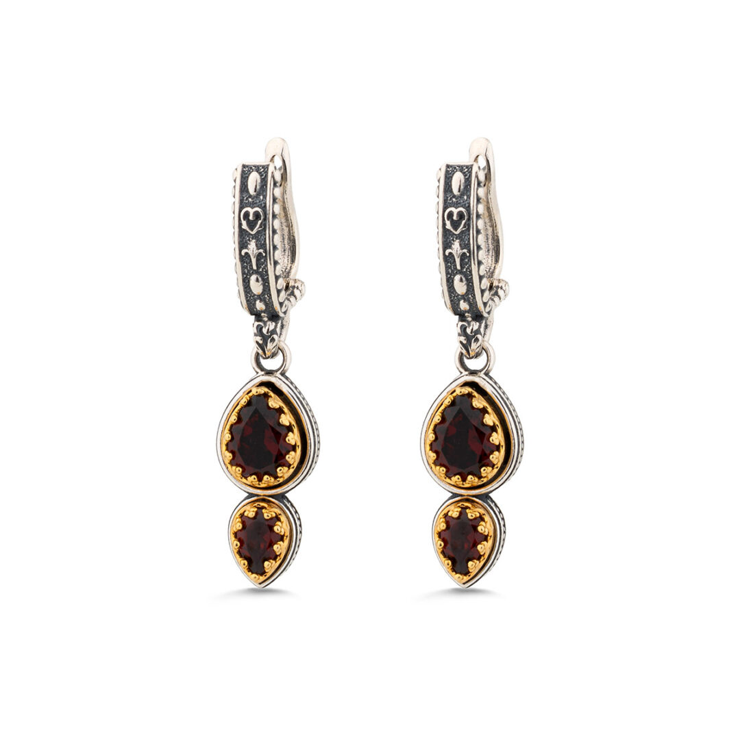 Doublet Garnet Teardrop Dangle Earrings – 925 Sterling Silver