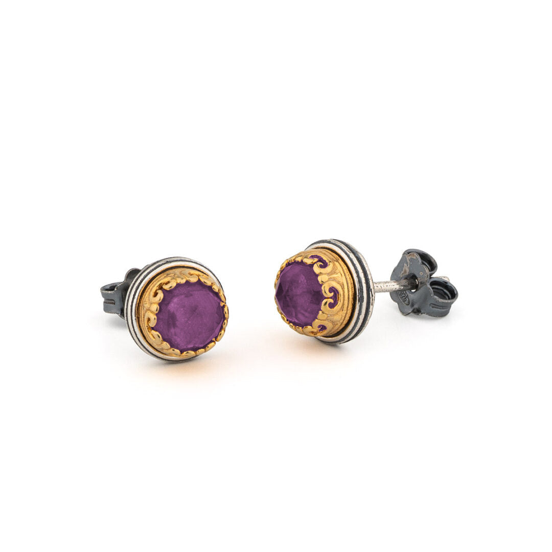 Doublet Ruby or Turquoise Copper Stud Earrings – 925 Sterling Silver