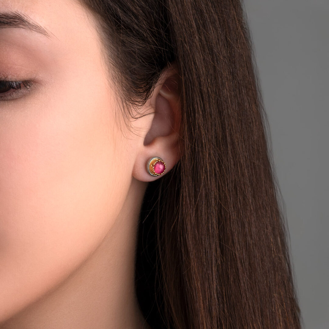 Doublet Ruby or Turquoise Copper Stud Earrings – 925 Sterling Silver
