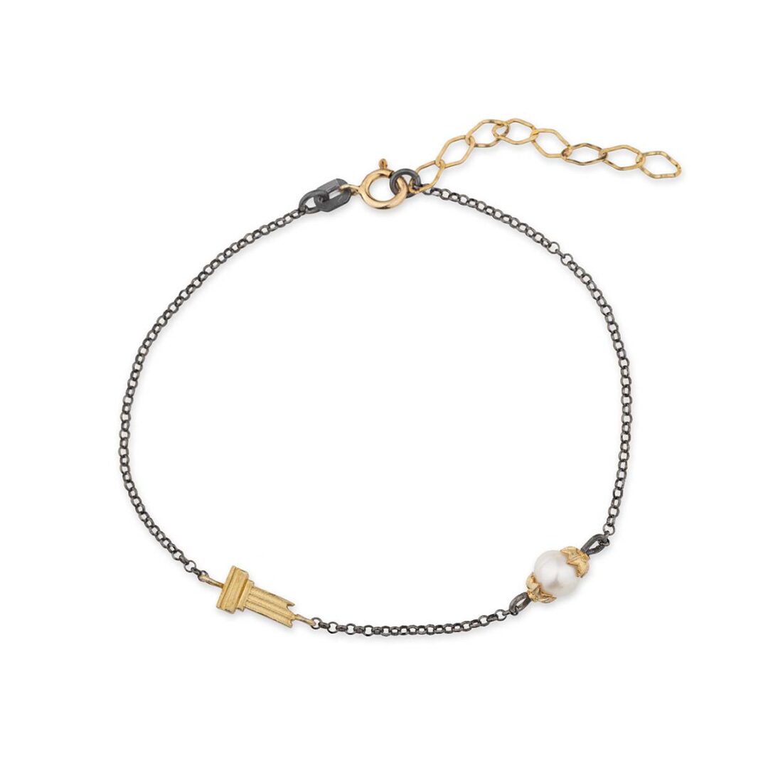 Chain Bracelet with Ionic Column - 925 Sterling Silver