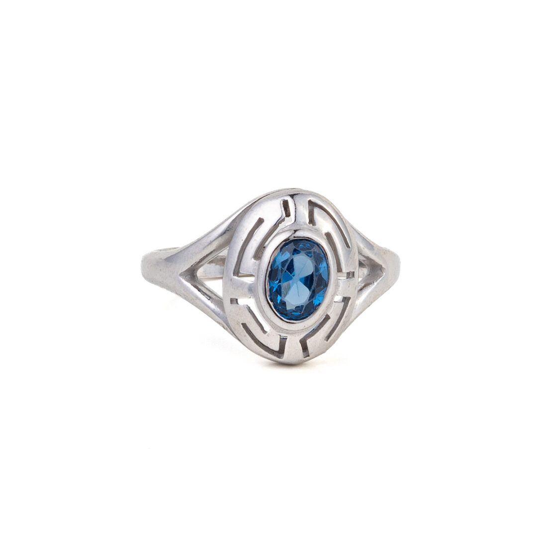 Meander Zircon Ring - Sterling Silver