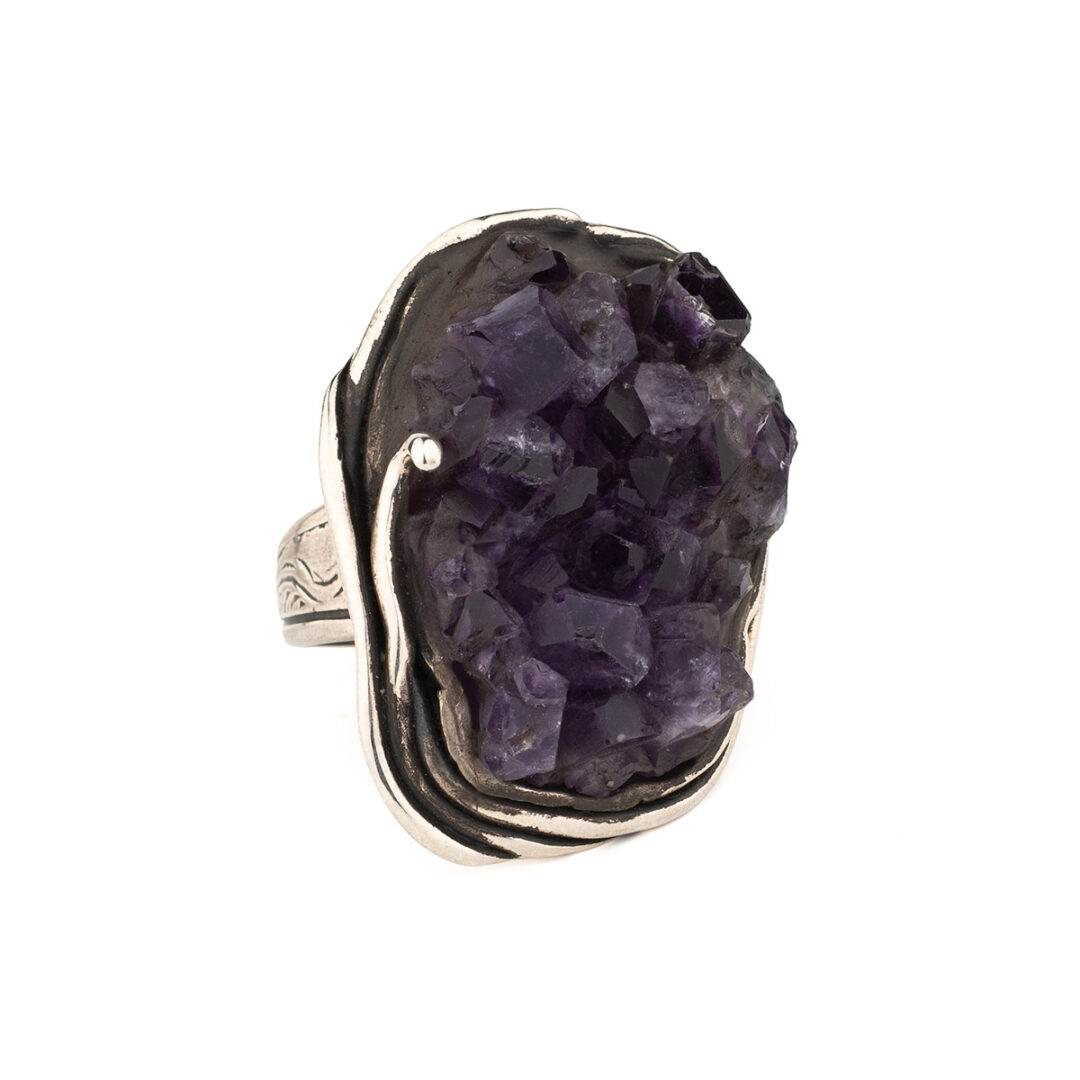 Raw Amethyst Ring – 925 Sterling Silver