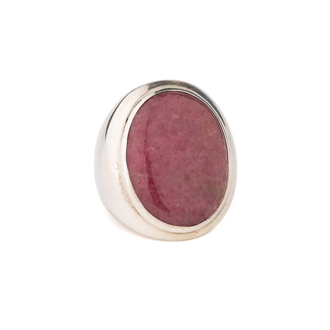 Oval Rhodonite Cocktail Ring – Sterling Silver 925