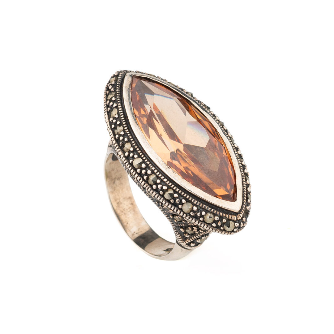 925 Sterling Silver Ring with Sultanite & Marcasite