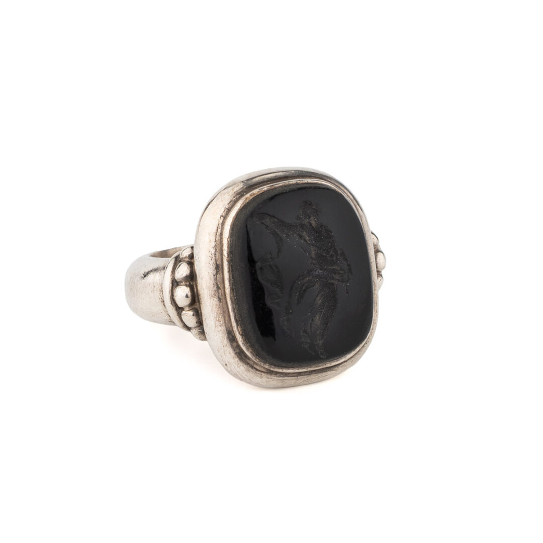 Square Seal Ring with Sphragidolithos – 925 Silver