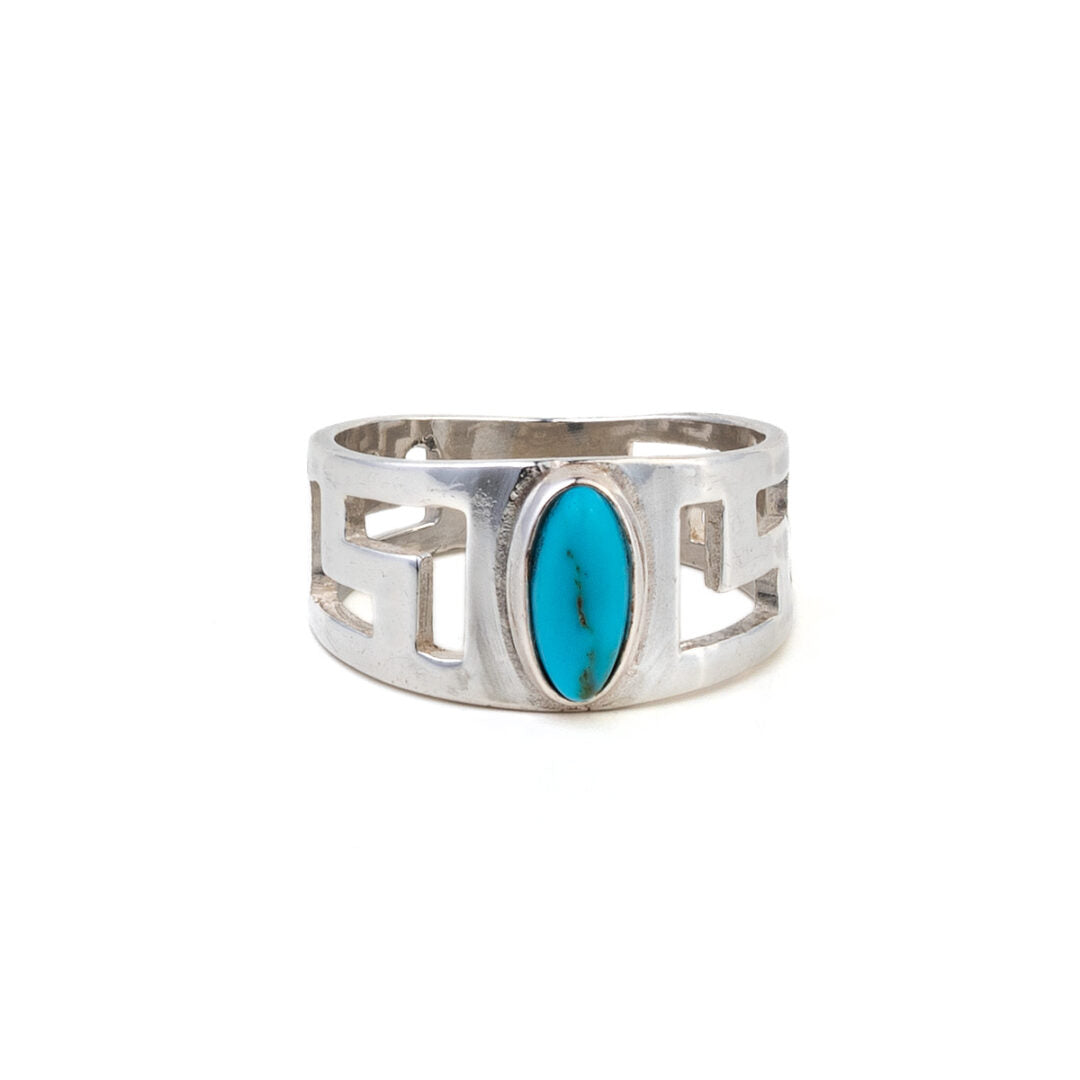 Meandros Ring with Turquoise - 925 Sterling Silver