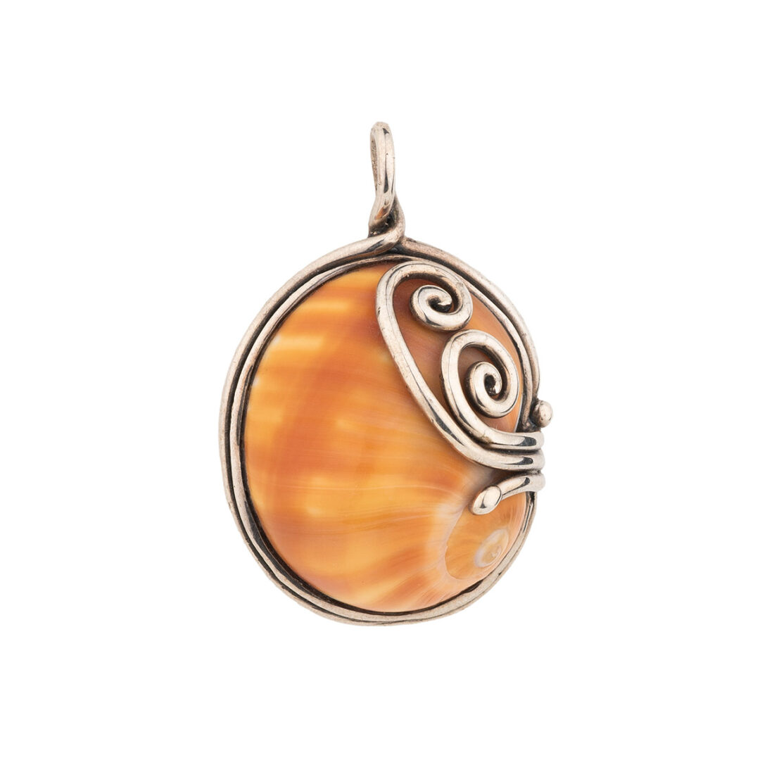 Orange Shell Pendant – 925 Sterling Silver
