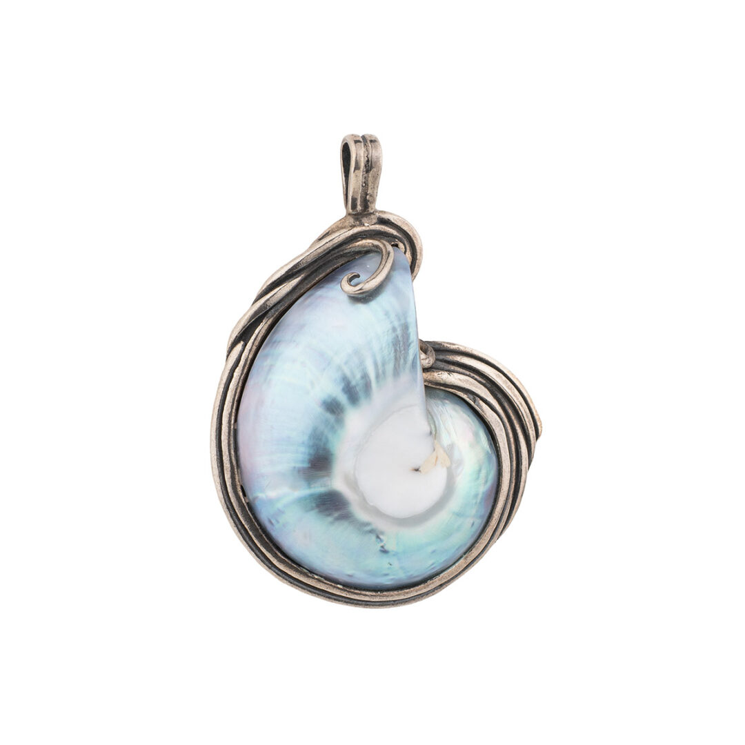 Ocean Blue Shell Pendant – 925 Sterling Silver