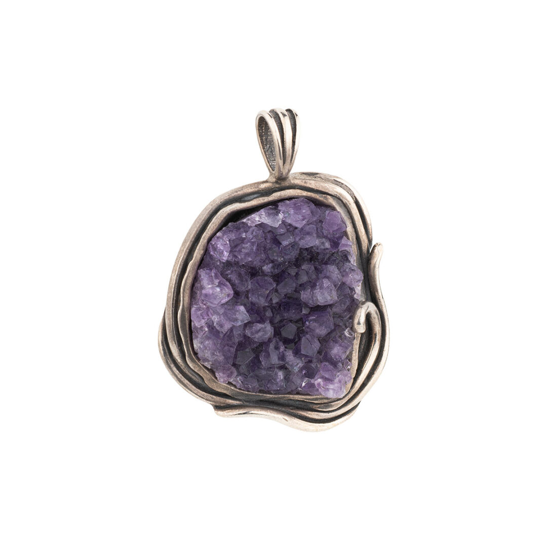 Raw Purple Amethyst Pendant – Sterling Silver 925