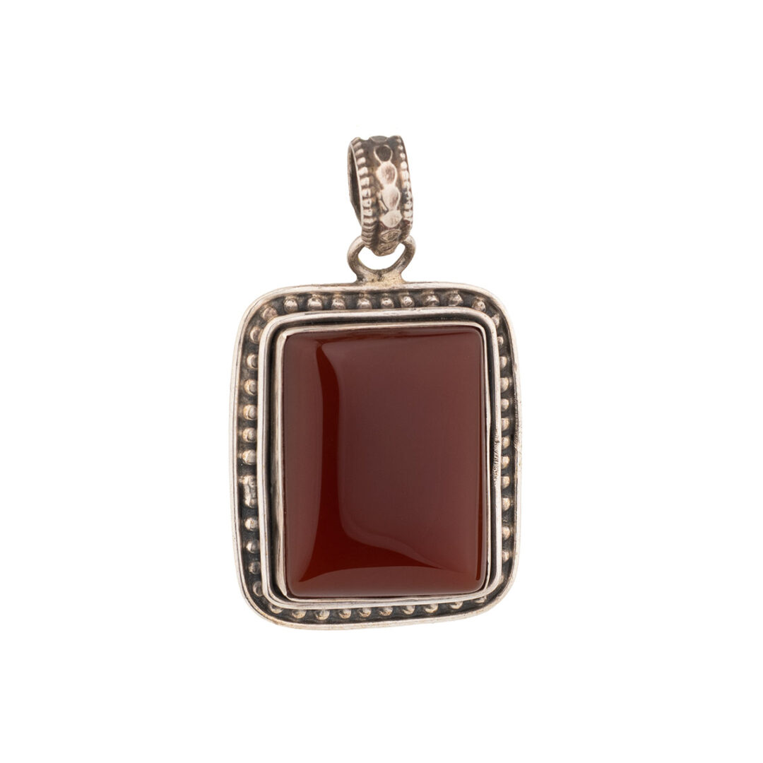 Carnelian Gemstone Pendant – Handmade Silver 925