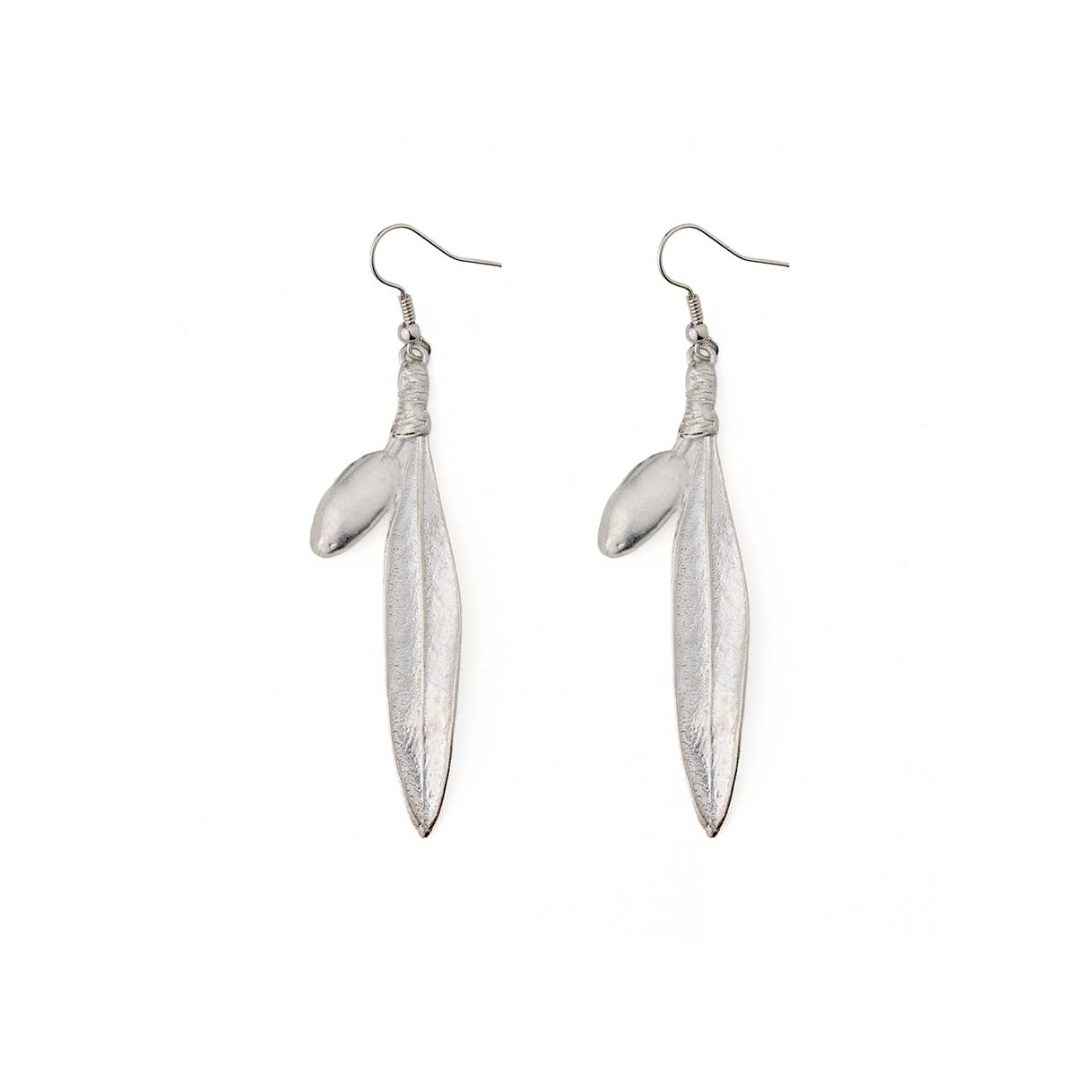 Leaf Dangle Earrings - Pewter Silver & Gold Plated