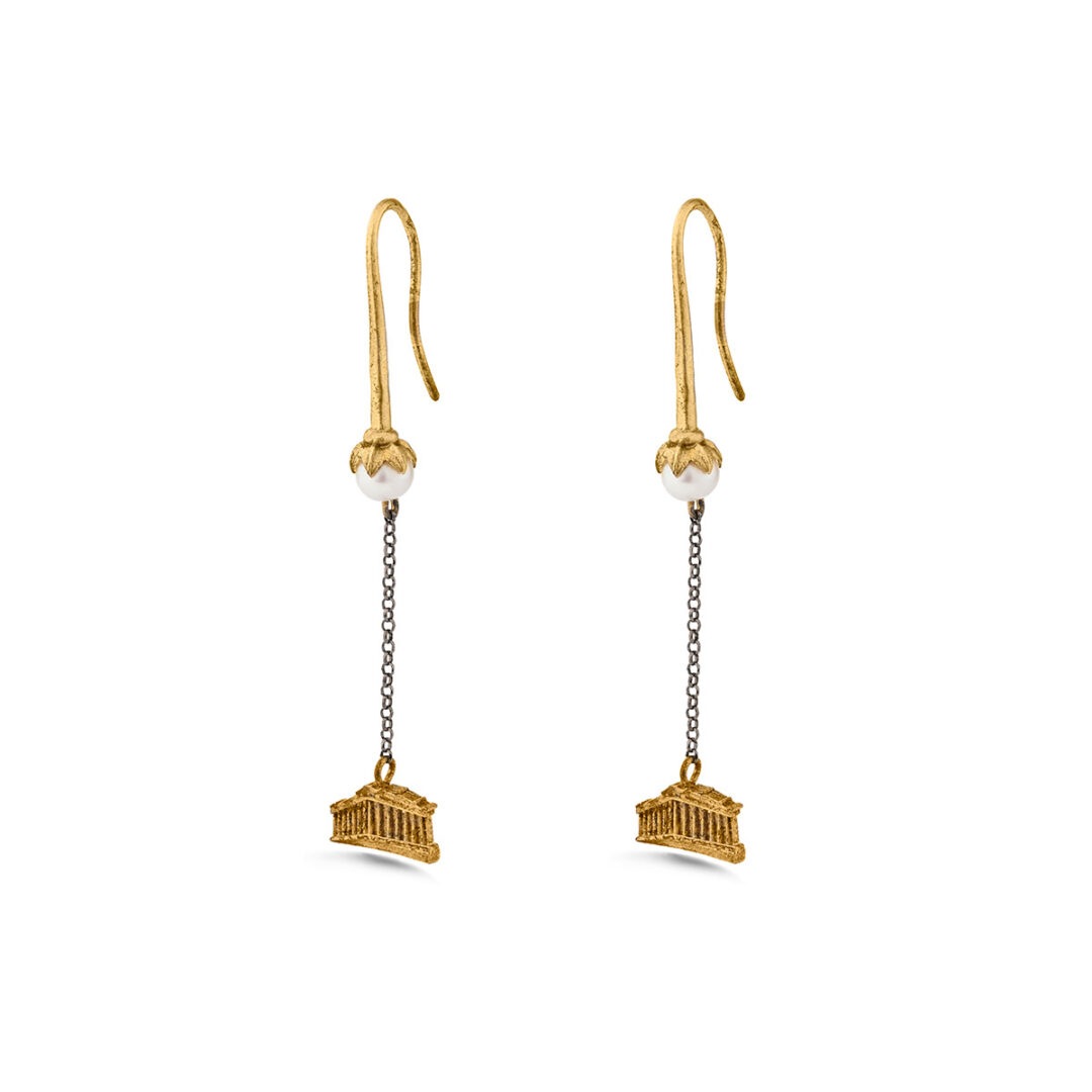 Parthenon Dangle Earrings with Pearl