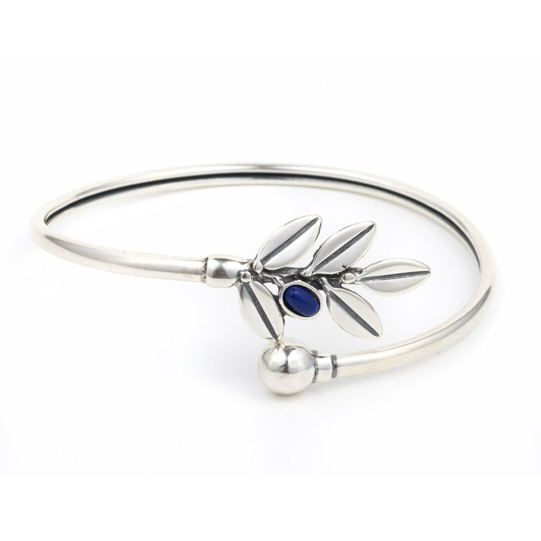 Sterling Silver Gold Plated Bracelet With Olive Leaves — Silver