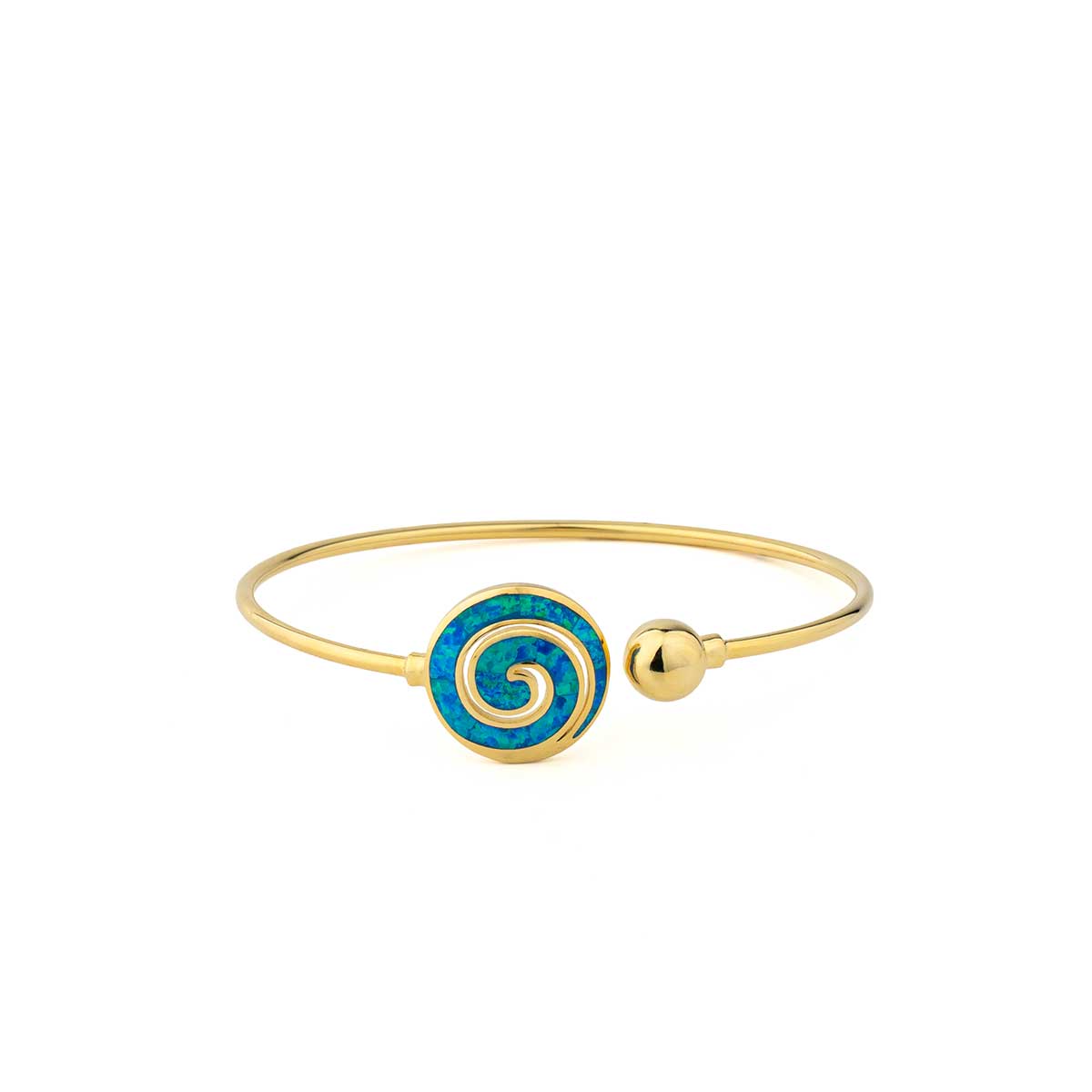 Spiral Cuff Bracelet with Blue Opal