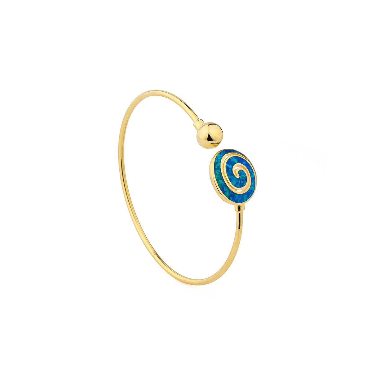 Spiral Cuff Bracelet with Blue Opal