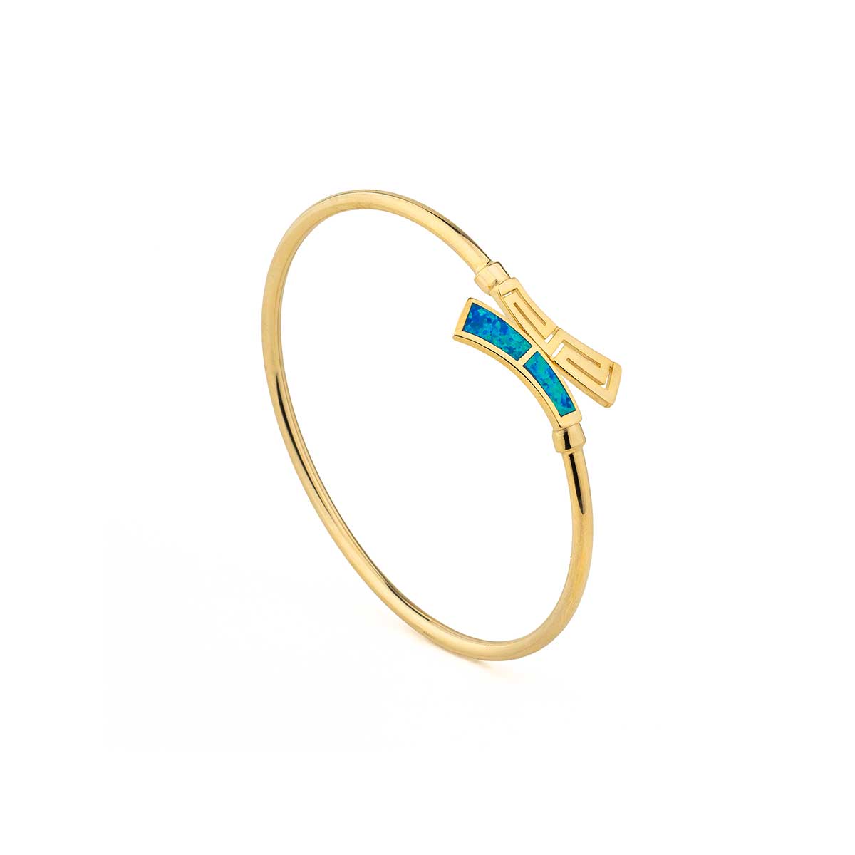 Greek Key Bracelet with Blue Opal
