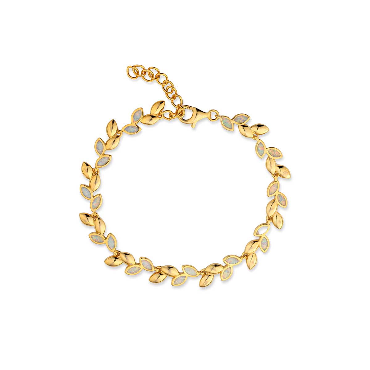 Olive Bracelet with White Opal in 925 Sterling Silver