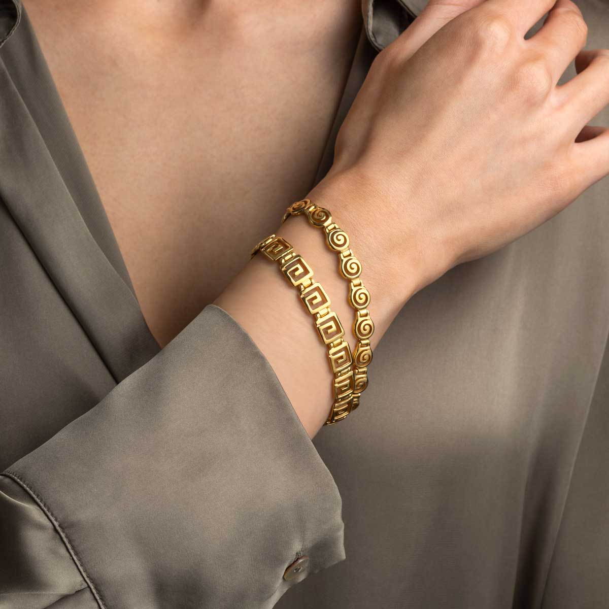 Spiral Link Bracelet in 925 Sterling Silver Gold Plated
