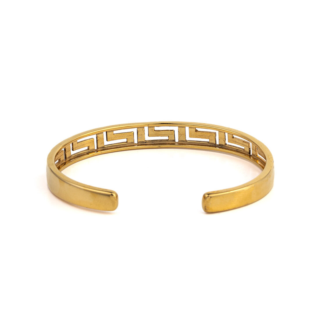Greek Key Cuff Bracelet - Sterling Silver and Gold Plated