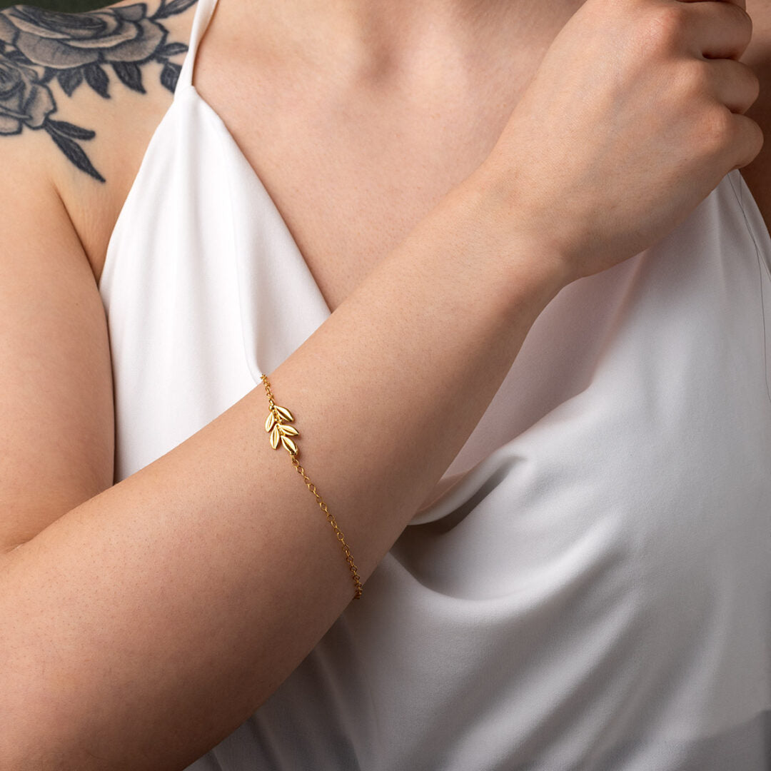 Leaf Chain Bracelet - Sterling Silver and Gold Plated