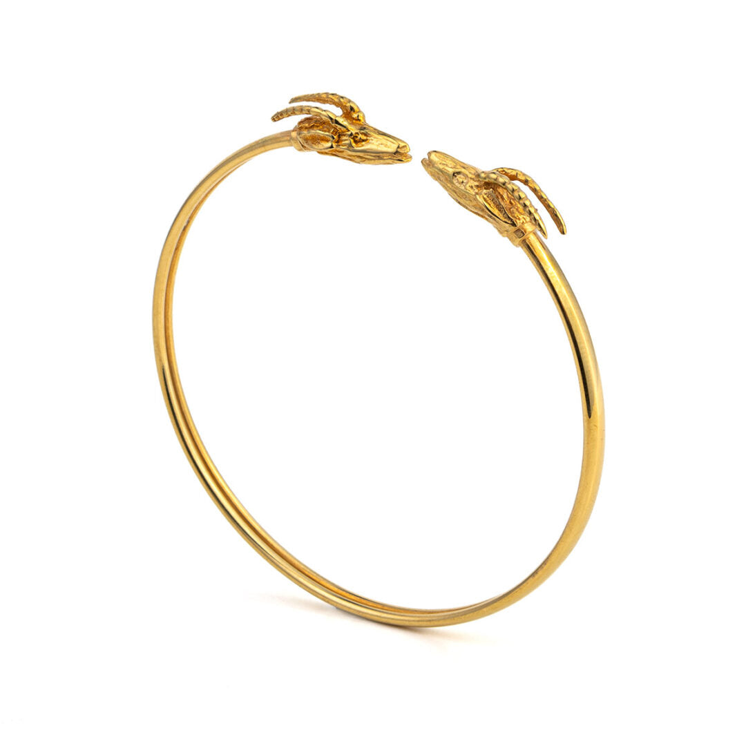 Double Ram's Head Cuff Bracelet