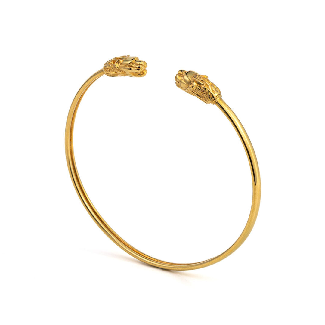 Lion Cuff Bracelet - 925 Sterling Silver and Gold Plated