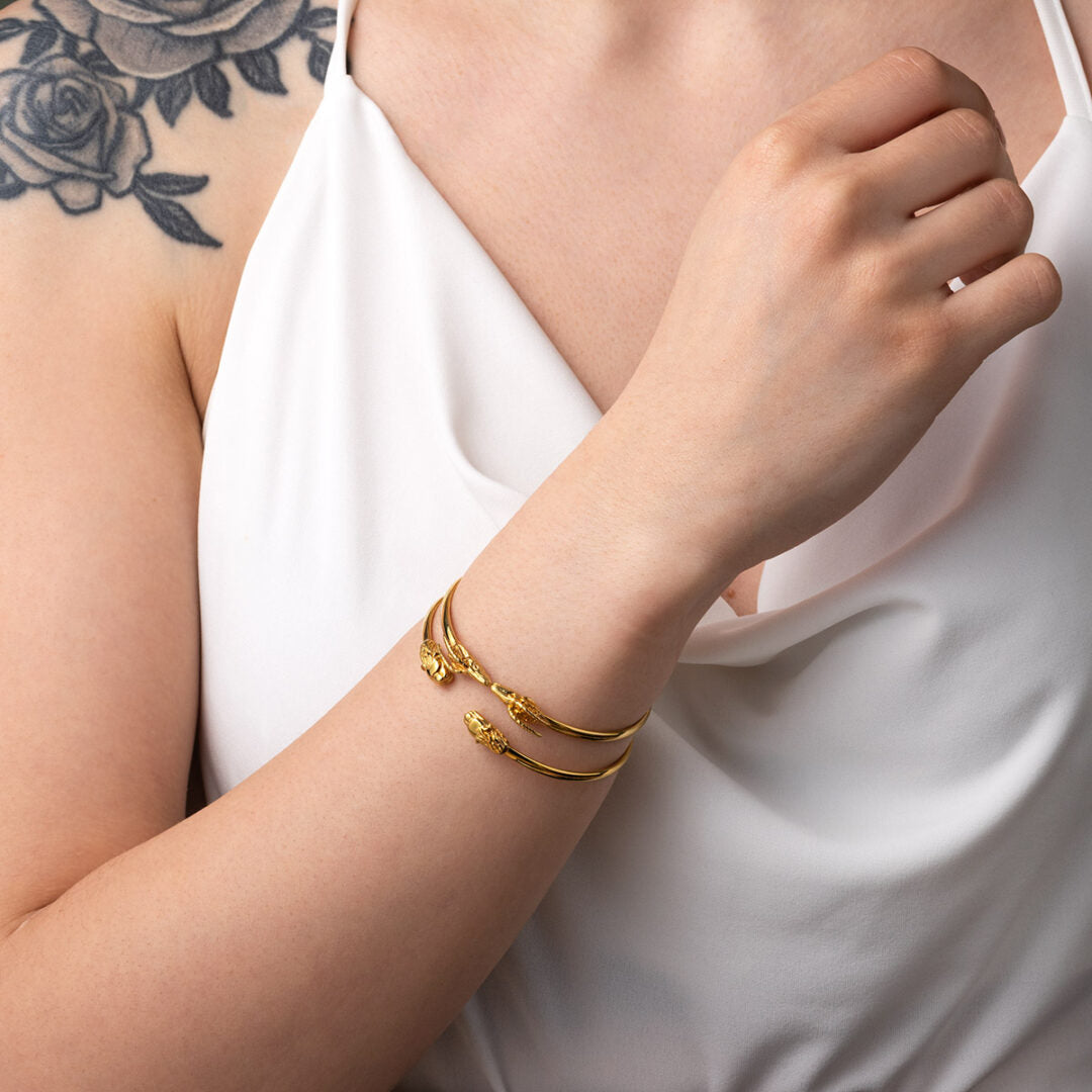 Double Ram's Head Cuff Bracelet