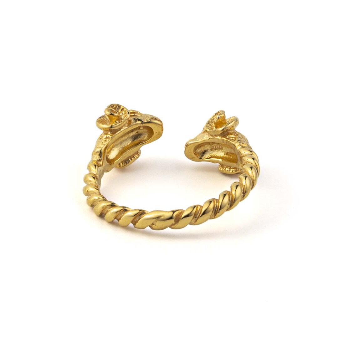 Double Ram Ring - 925 Sterling Silver and Gold Plated