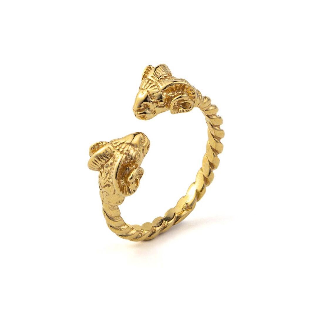 Double Ram Ring - 925 Sterling Silver and Gold Plated