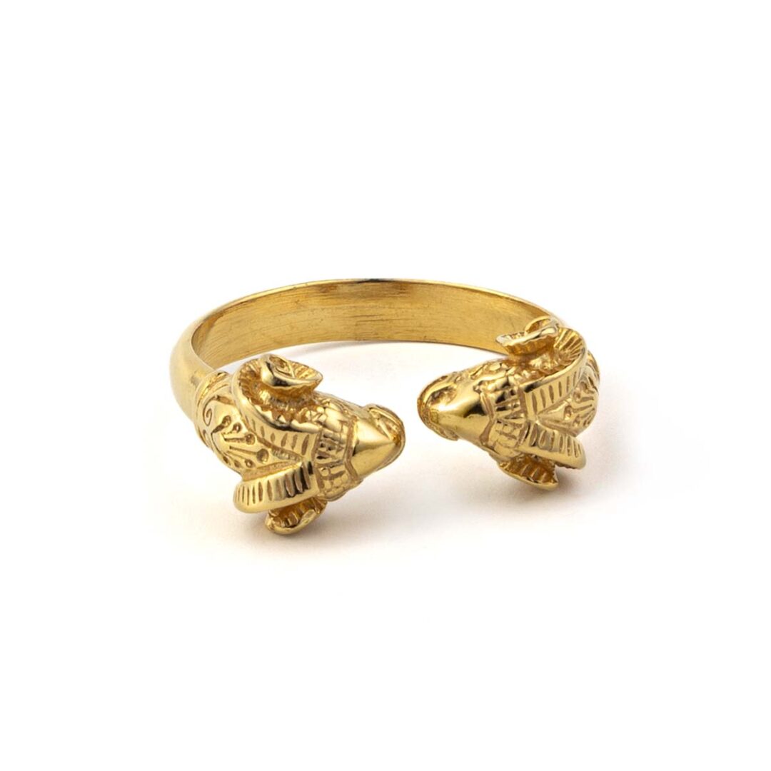 Double Aries Ring - 925 Sterling Silver and Gold Plated