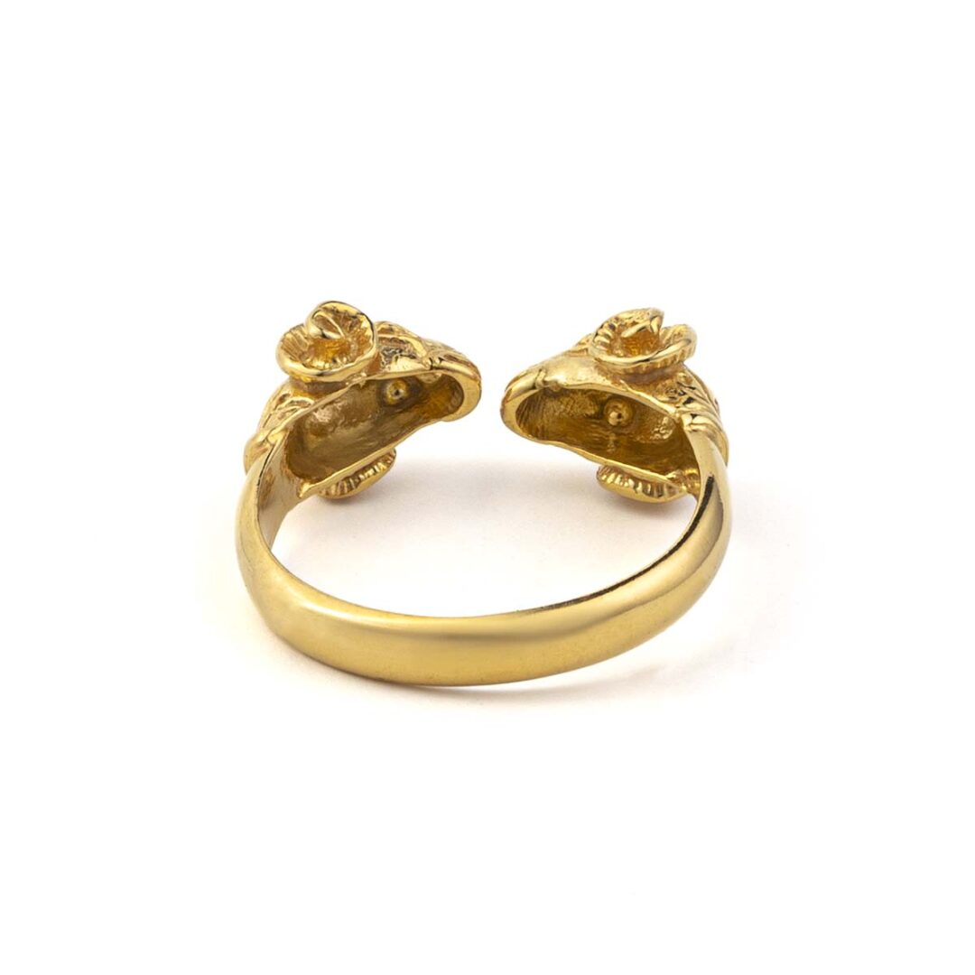 Double Aries Ring - 925 Sterling Silver and Gold Plated
