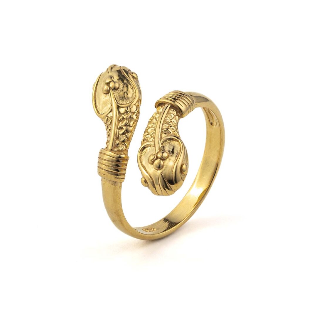 Double Headed Snake Ring - 925 Sterling Silver and Gold Plated