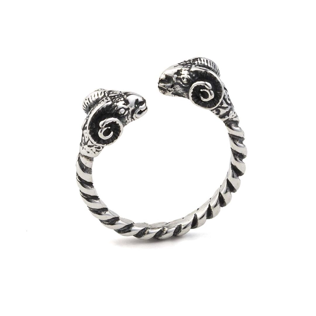 Silver Double Ram Head Ring