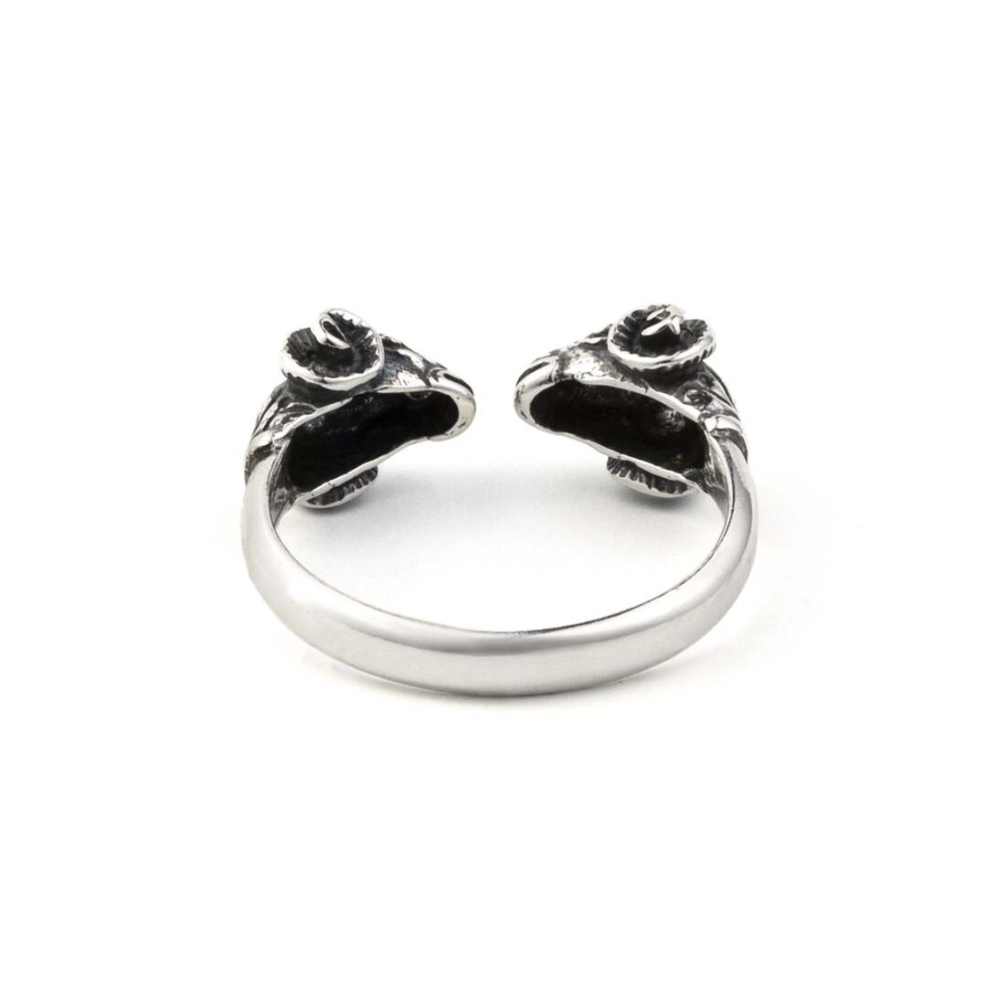 Silver Ram Head Ring
