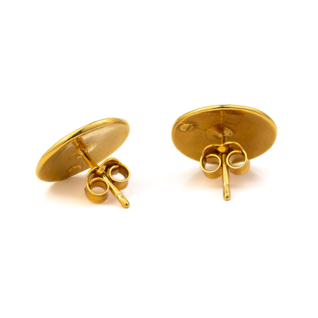 Minoan Phaistos Disk Earrings - Sterling Silver and Gold Plated