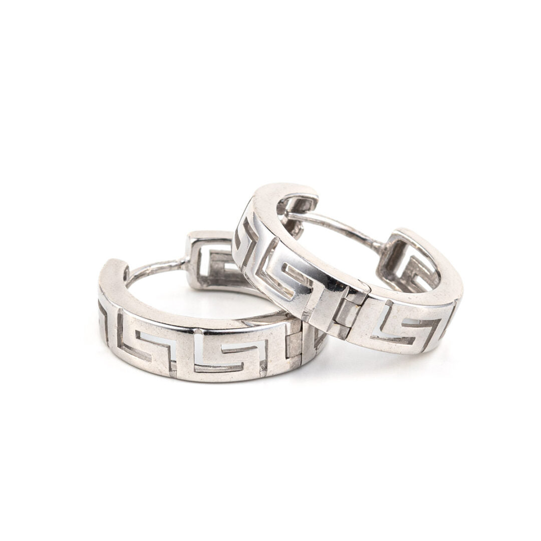 Greek Key - Hoop Earrings in Sterling Silver