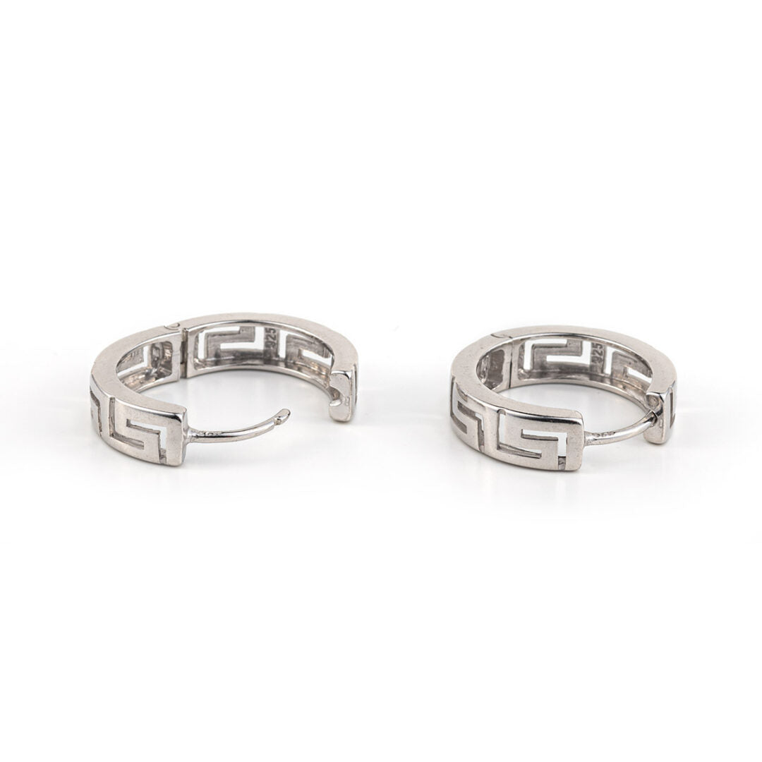 Greek Key - Hoop Earrings in Sterling Silver