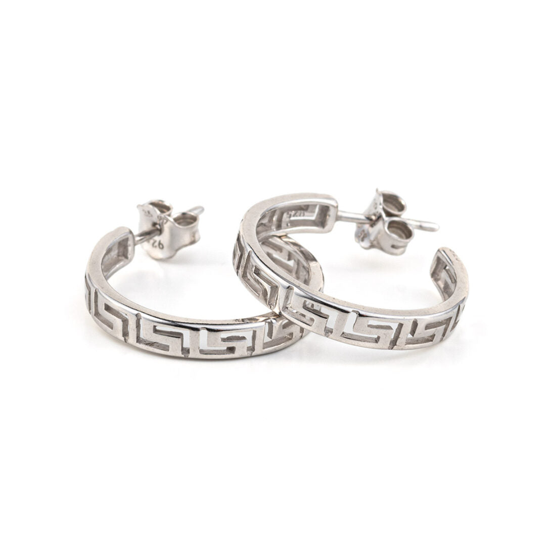 Sterling Silver 925 Greek Meander Earrings
