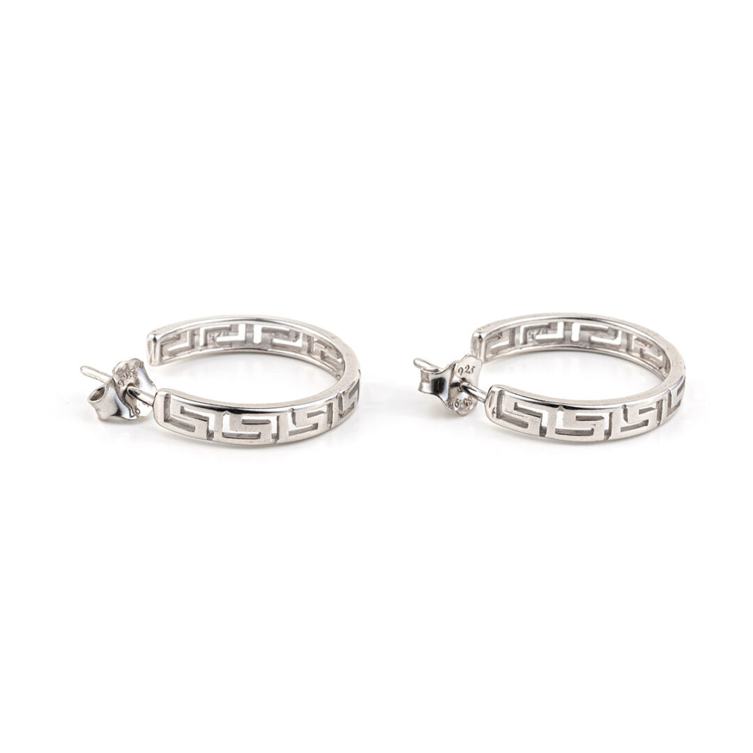 Sterling Silver 925 Greek Meander Earrings