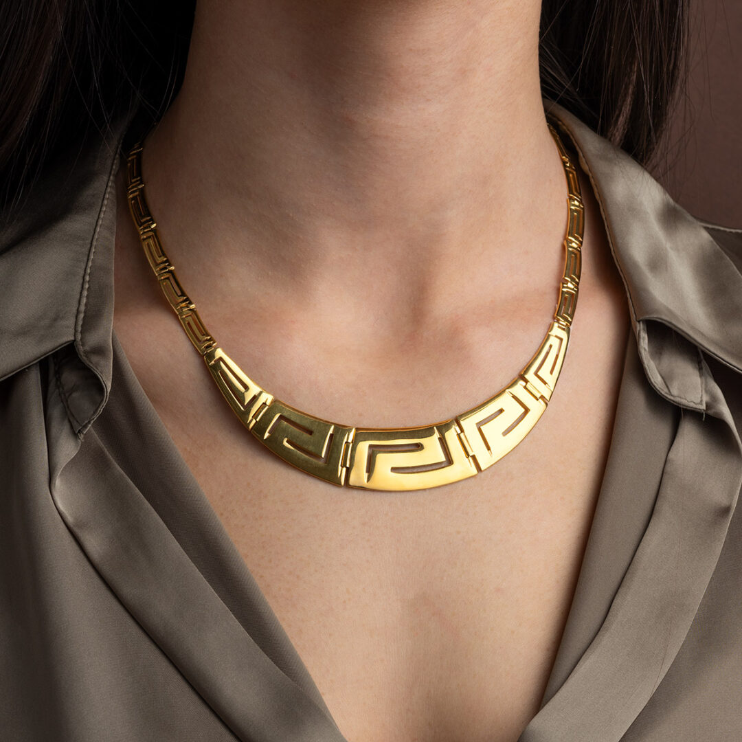 Greek Key Meander Design Necklace in Sterling Silver