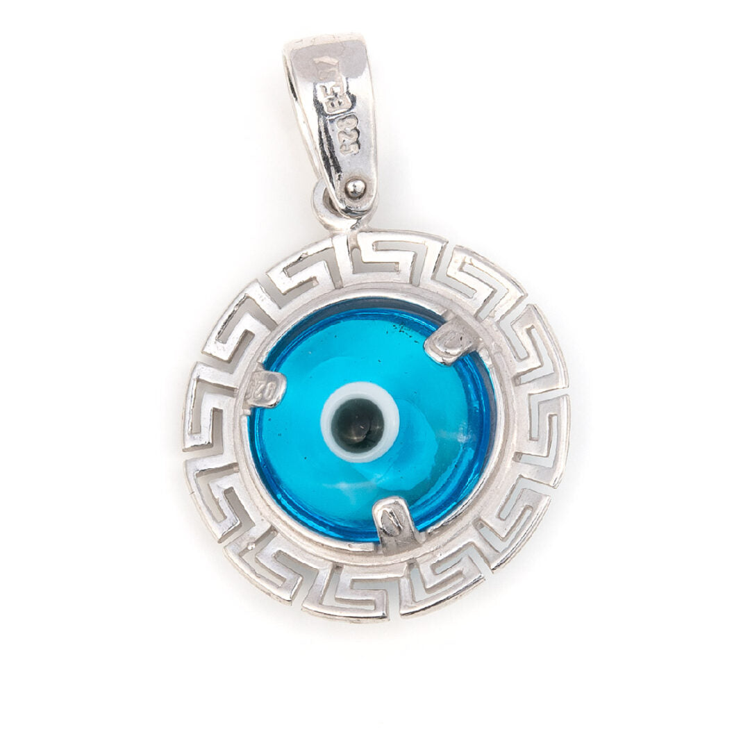 Evil Eye Pendant with Greek Key design and Meandros